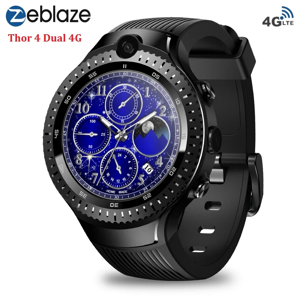 Zeblaze THOR 4 Dual 4G Смарт часы AMOLED дисплей 1G + 16G умные с телефоном Android 7 1 5MP камера GPS WiFi