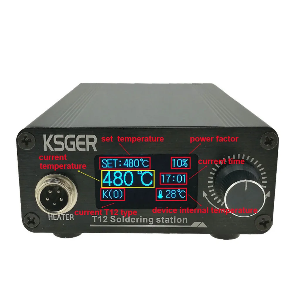 KSGER V2.01 STM32 OLED T12 цифровая паяльная станция температурный контроллер паяльник