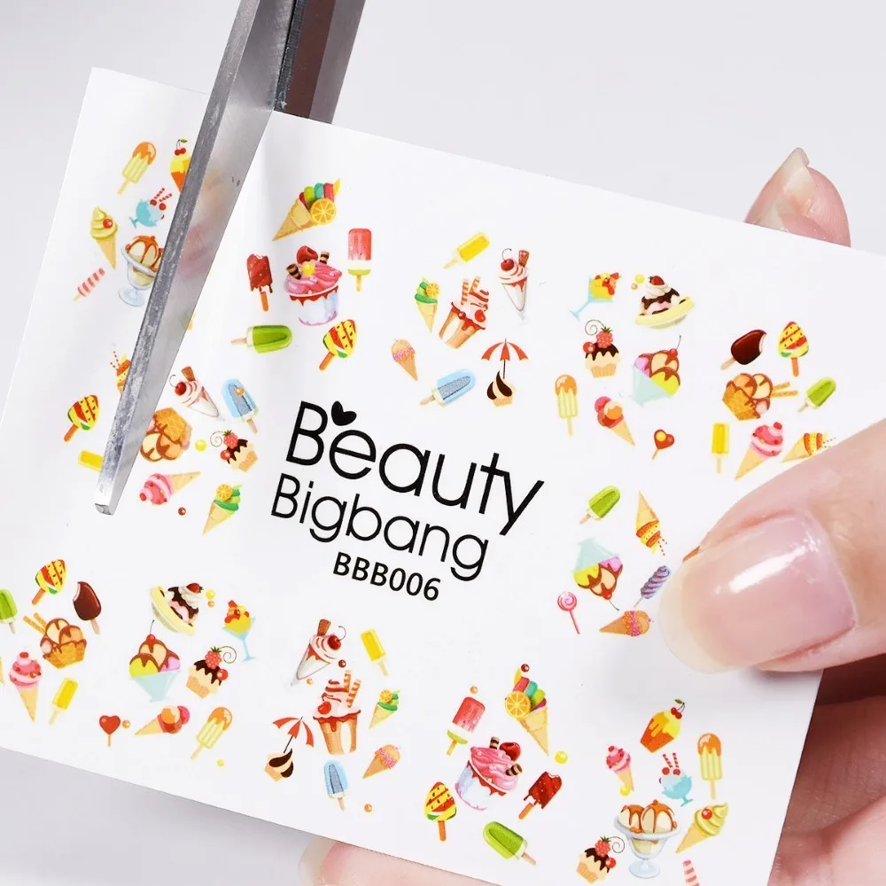 Водяная наклейка для ногтей BeautyBigBang 1 шт. дизайн в форме мороженого и десерта DIY