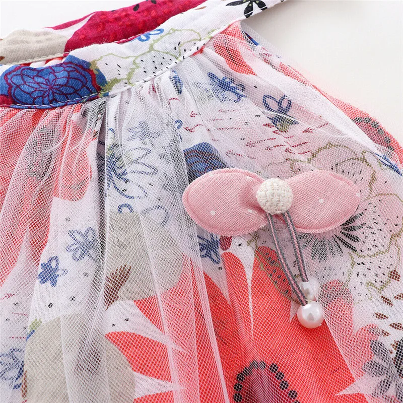 Summer Cute Newborn Baby Girls Round Neck Hanging Tie Gauze Tutu Dress Floral | Детская одежда и обувь