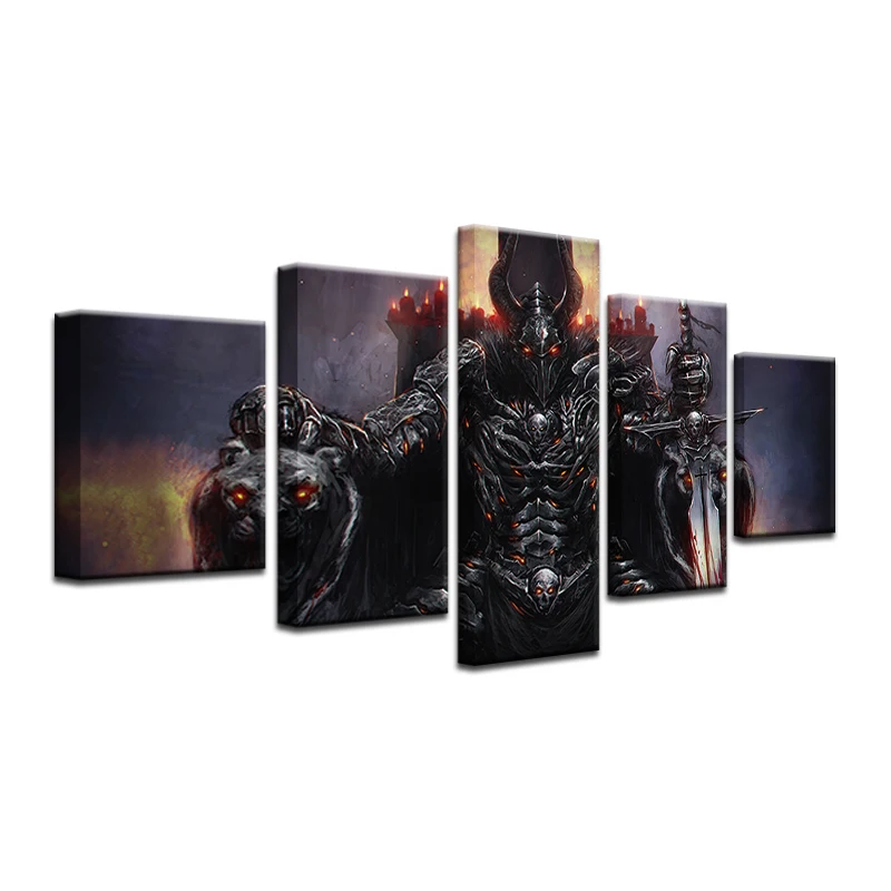Wall Art Canvas Painting Frame Living Room Home Decor 5 Pieces Dark Souls Pictures Modern Abstract BOSS Throne Game Poster | Дом и сад