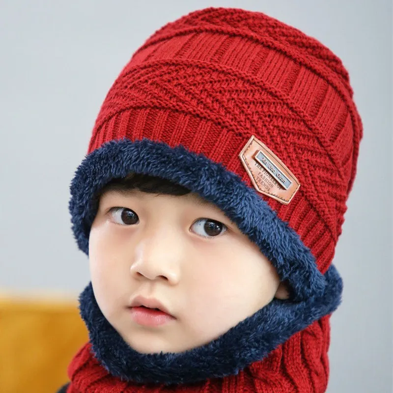 Семейный зимний теплый комплект из шарфа и шапки для женщин детей мужской