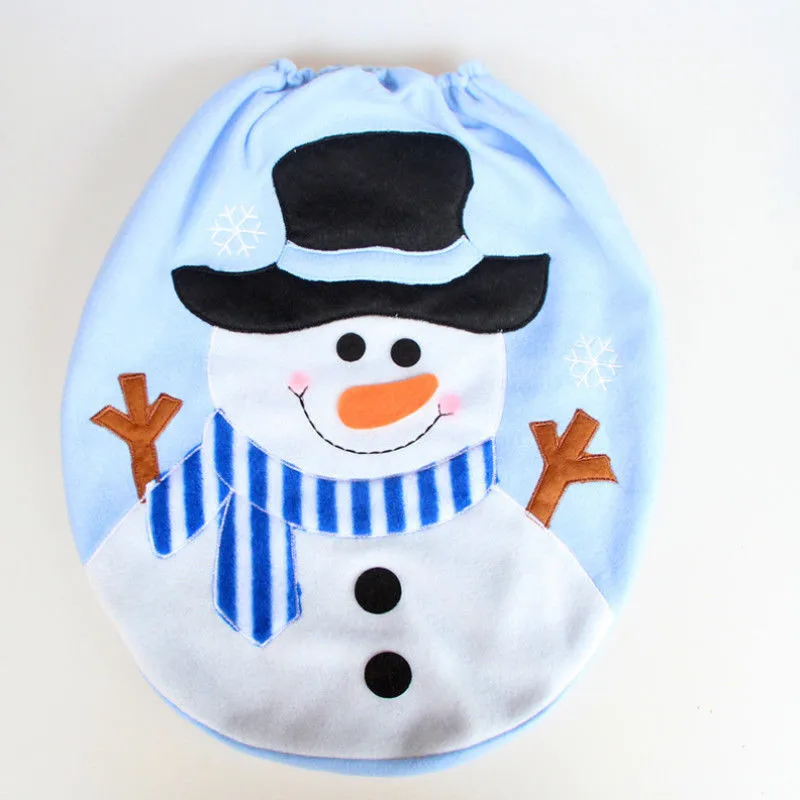 Happy Snowman Toilet Seat Cover Rug Bathroom Product Set Winter Christmas Home Decoration Household Merchandises | Дом и сад