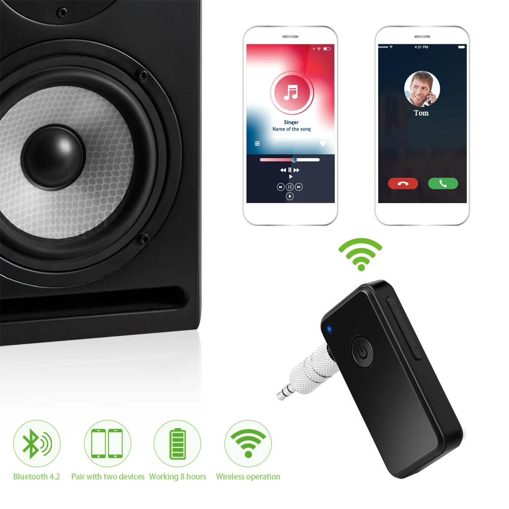 3 5 мм Bluetooth 4 2 приемник музыкальный аудио адаптер Hands free автомобильный набор AUX для