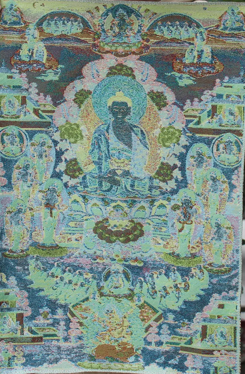 

Collection Chinese Cloth Silk Happy Laugh Maitreya Buddha Immortal Set Thangka Thanka Mural Exquisite Gift