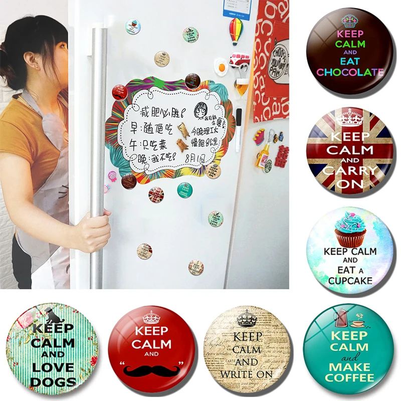 

"Keep Calm" Refrigerator Stickers Message Board Popular Glass Home Decoration Magnetic High Quality 1PC Fridge Magnet Cute