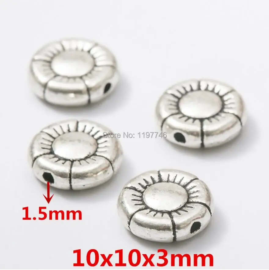 Silver Beads for Jewelry making 10pcs Metal Small Hole Heart Flower Charms Round Spacer Bracelets | Украшения и аксессуары