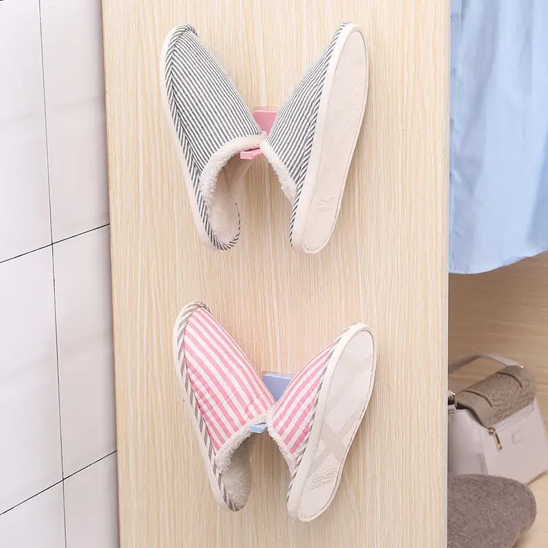 2PCs Creative Bathroom Household Wall Slipper Storage Holder Hanging Shoe Shelf Self-Adhesive Shoes Organizer 10.5*7.5*6cm | Дом и сад
