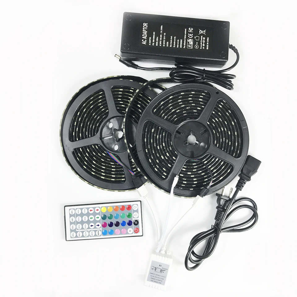 Rgb Светодиодная лента 10 М 600 светодиодов SMD 5050 нейлоновая с пряжкой 12В 10А адаптер