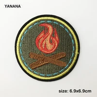 fire burning flames high quality garment accessories badge circular patch iron on clothes
