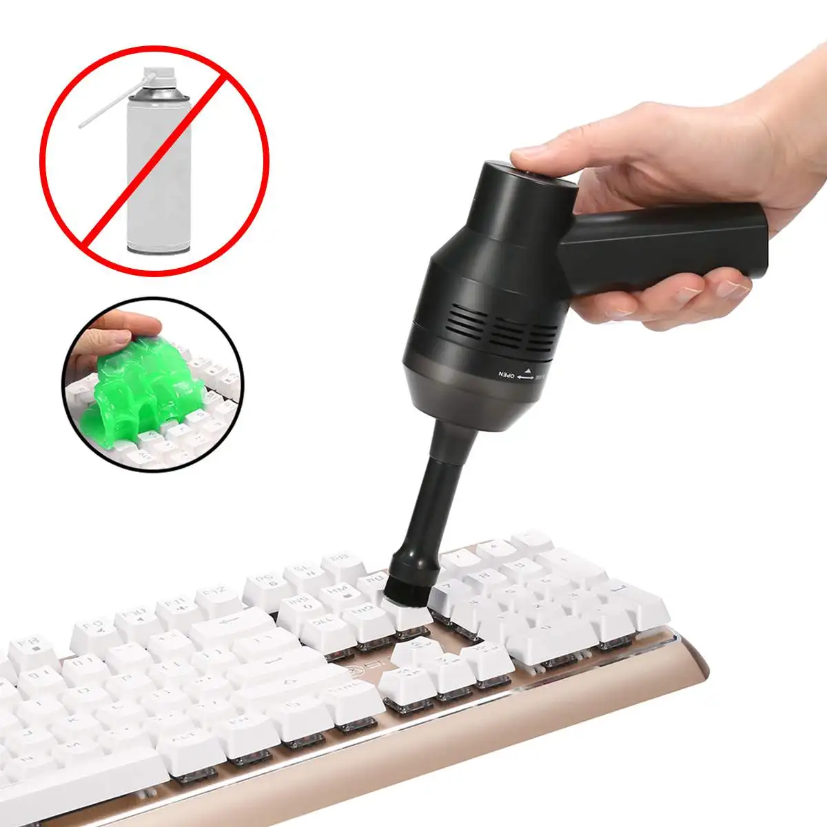 

USB Keyboard Vacuum Cleaner Cordless Computer Cleaners Rechargeable with Cleaning Gel Auto For Car Laptop PC Piano Pet Dust
