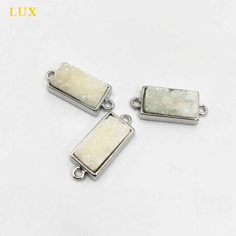 Оптовая продажа Малый золотой ободок белый прямоугольник натуральных агатов Druzy