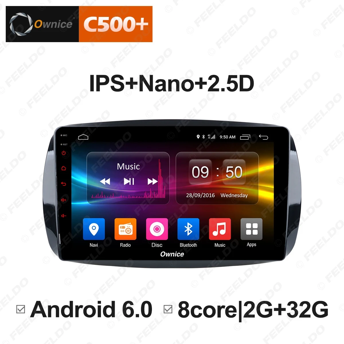 FEELDO 9 &quotAndroid 6 0 4 ядерный/DDR3 1G/16G/поддержка 4G ключ автомобильный медиаплеер с GPS/FM/AM
