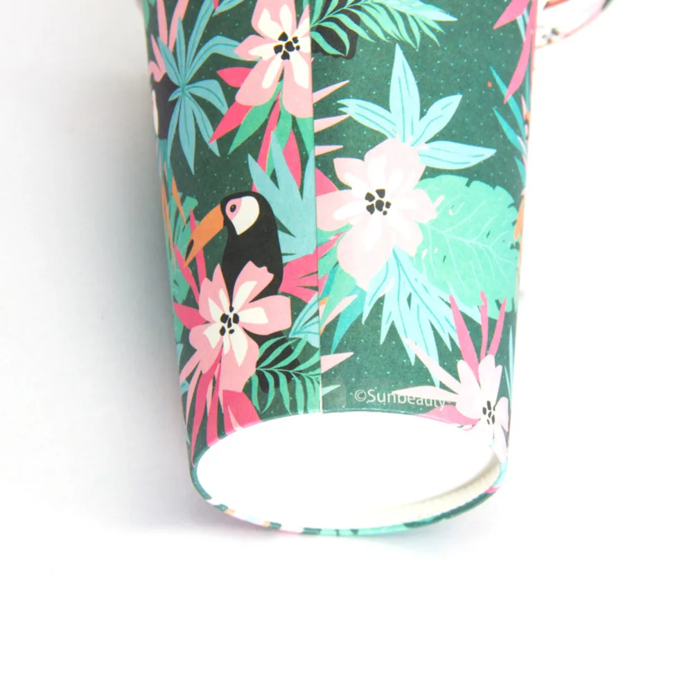 Одноразовые бумажные стаканчики с тропическими листьями для тропической