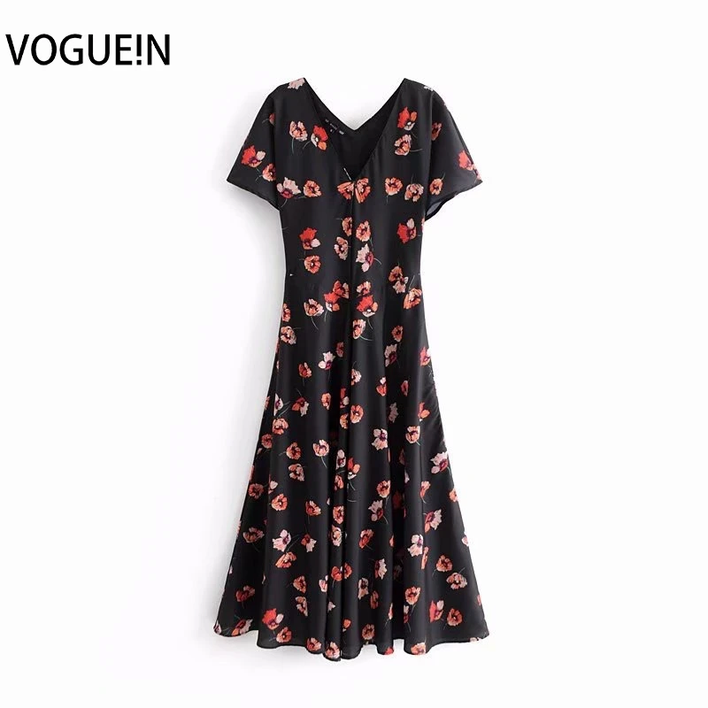 VOGUEIN новые женские летние повседневные с v образным вырезом цветочный принт
