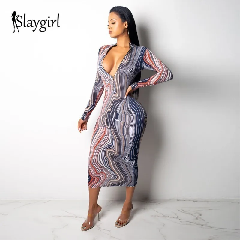 Slaygirl 2018 осенние обтягивающие соблазнительные платья для женщин стрейчевое
