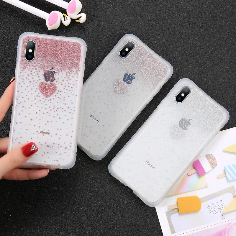 Прозрачный блестящий чехол USLION для iPhone X XS XR Xs Max 6 6s 7 8 Plus прозрачная задняя крышка