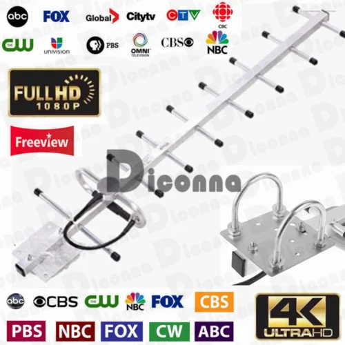 Уличная усиленная антенна HDTV 200 P на расстоянии 1080 миль ротатор 38dB UHF/VHF/FM
