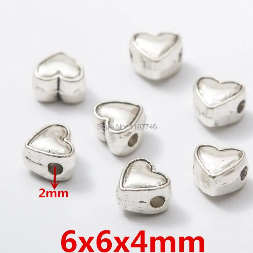 Silver Beads for Jewelry making 10pcs Metal Small Hole Heart Flower Charms Round Spacer Bracelets | Украшения и аксессуары