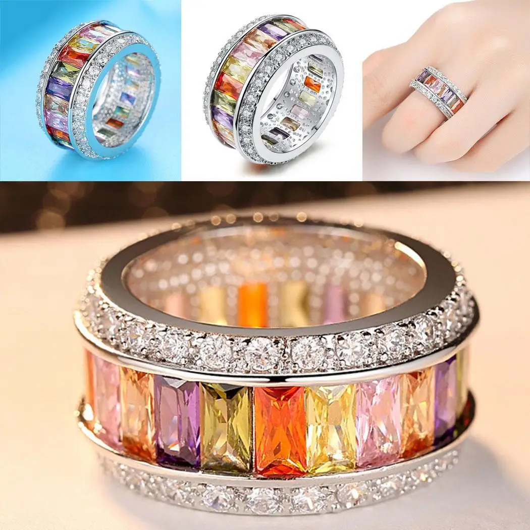 Women Fashion Simple Multicolor Rhinestone Ring Gifts Casual 1.2cm/0.5inch Alloy | Украшения и аксессуары