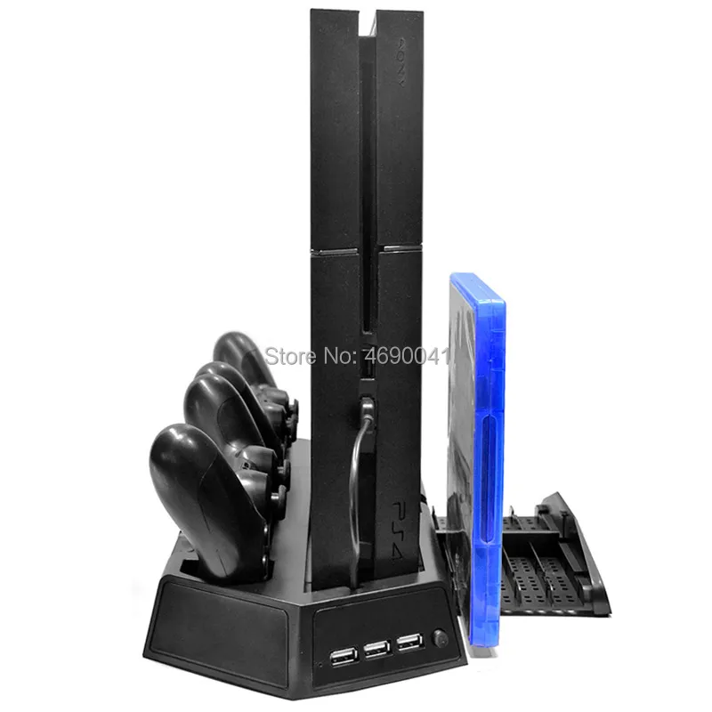 Вертикальная подставка для PS4 охлаждающий вентилятор с двумя USB-портами зарядная
