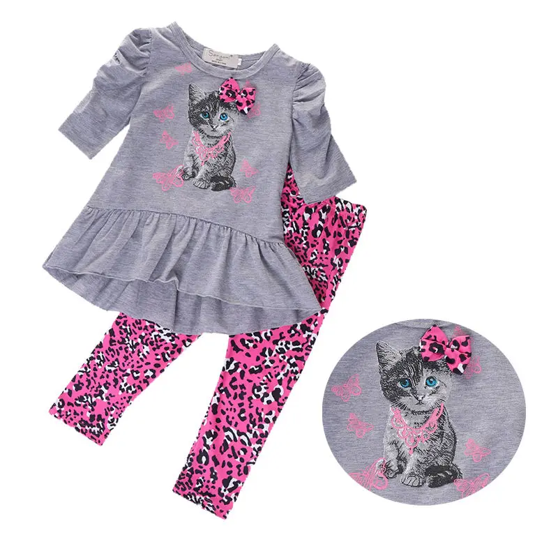 

Pudcoco Girl Set 2Y-7Y Toddler Kids Baby Girls Outfits Clothes T-shirt Top+Long Pants Trousers 2PCS Set