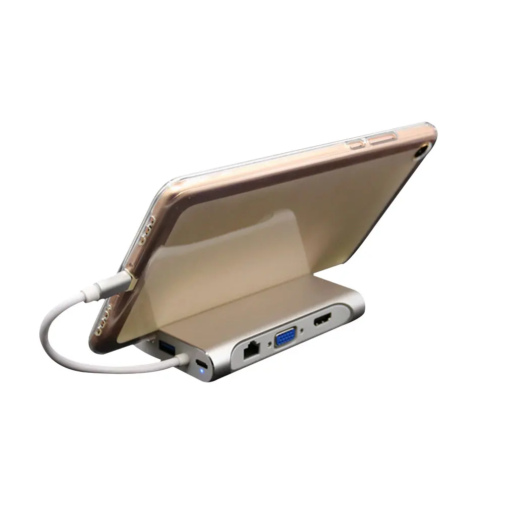 7 в 1 USB-C HDMI VGA Rj45 Ethernet USB 3 0 порт Type C адаптер держатель для телефона концентратор |