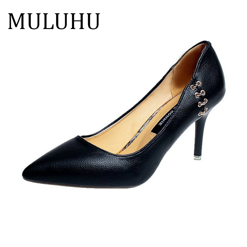 MULUHU/Женская обувь туфли на высоком каблуке с закрытым носком Zapatos Mujer