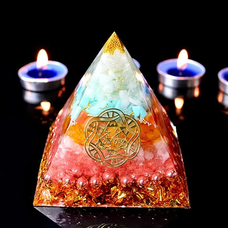 AURAREIKI Orgonite Reiki Pyramid Natural Crystal Chakra Healing Stone That Changes The Fortune Field Of LifeTransparent Pyramid