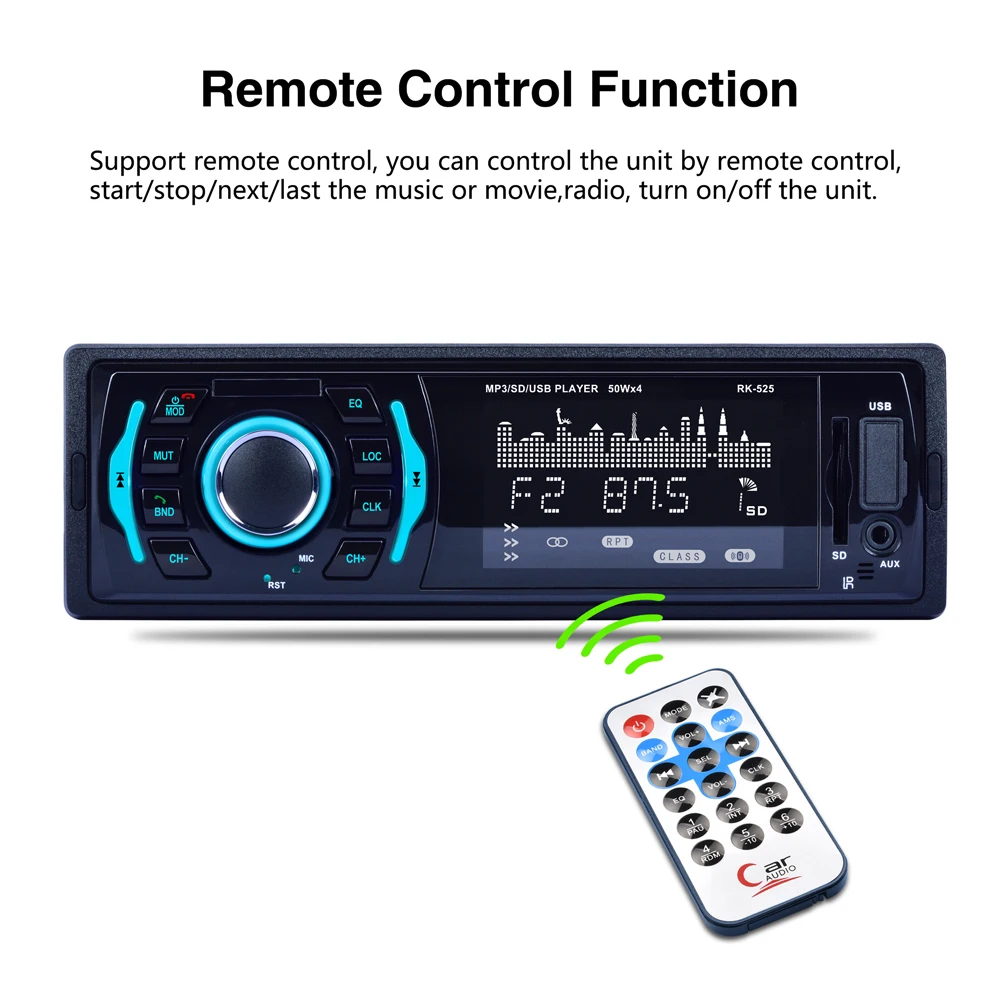 Подсветка Фиксированная панель Автомобильный MP3 плеер BT FM радио DC12V USB AUX SD