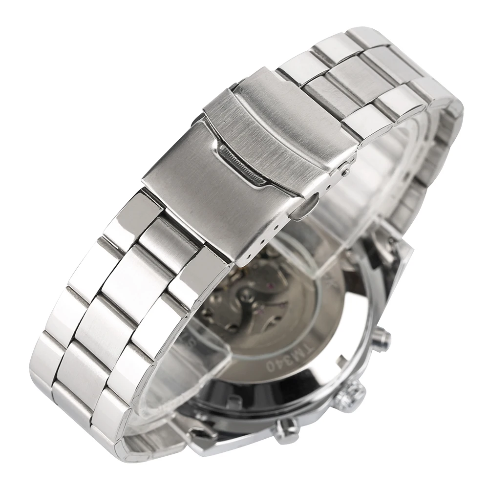 Мужские деловые автоматические механические часы с скелетом нержавеющая сталь