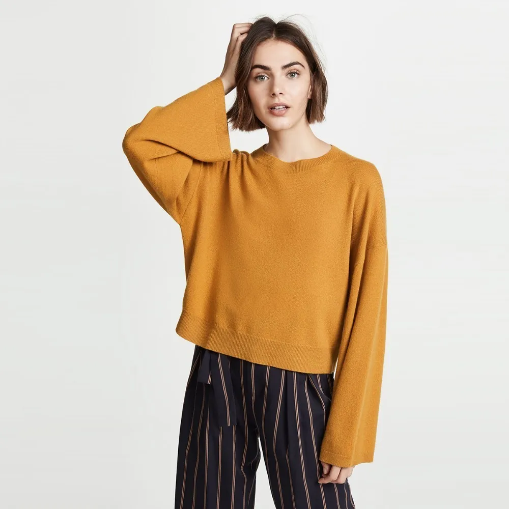 HYH HAOYIHUI Fashion Simplicity Wild Joker Pure Color Easy Round Collar Long Sleeves Sweater | Женская одежда