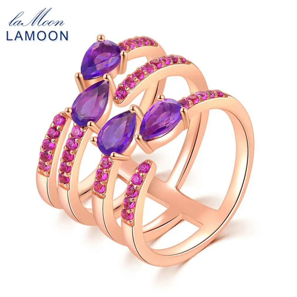 Ламон натуральный аметист гранат геометрическое кольцо из стерлингового