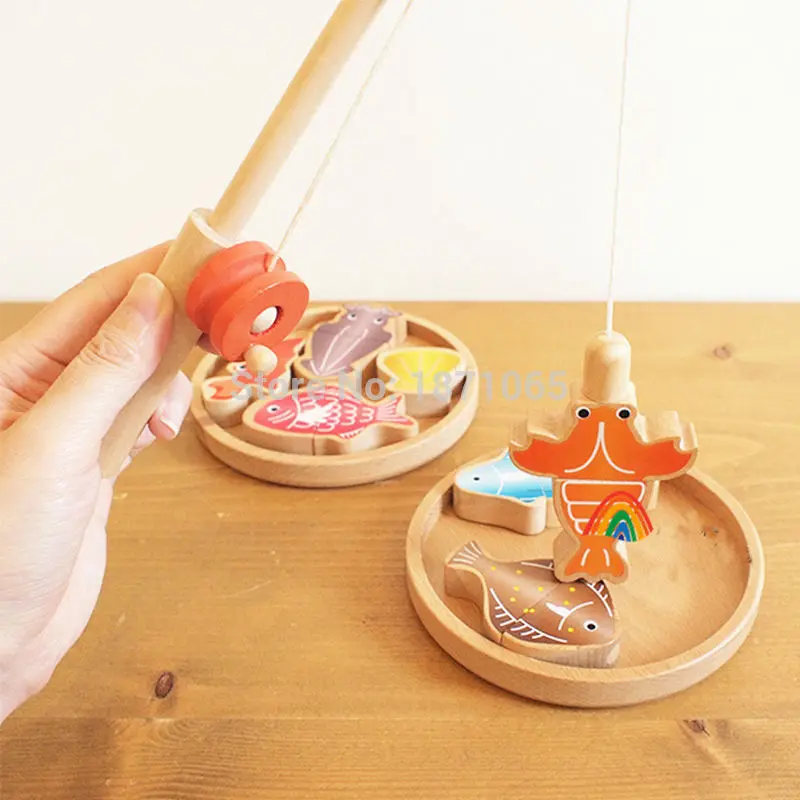 Смешные деревянные кулинарные детские игрушки магнитная игра рыбалка дети