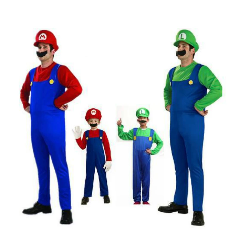 Костюм супер Mario Bros Luigi костюм одежда для Йоши Хэллоуина дня рождения детей