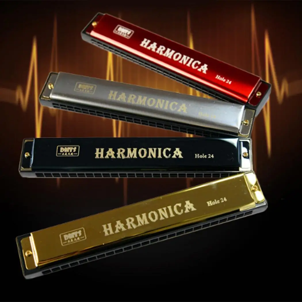 Diatonic 24 отверстия гармоника C Ключ золото серебро красный черный для начинающих