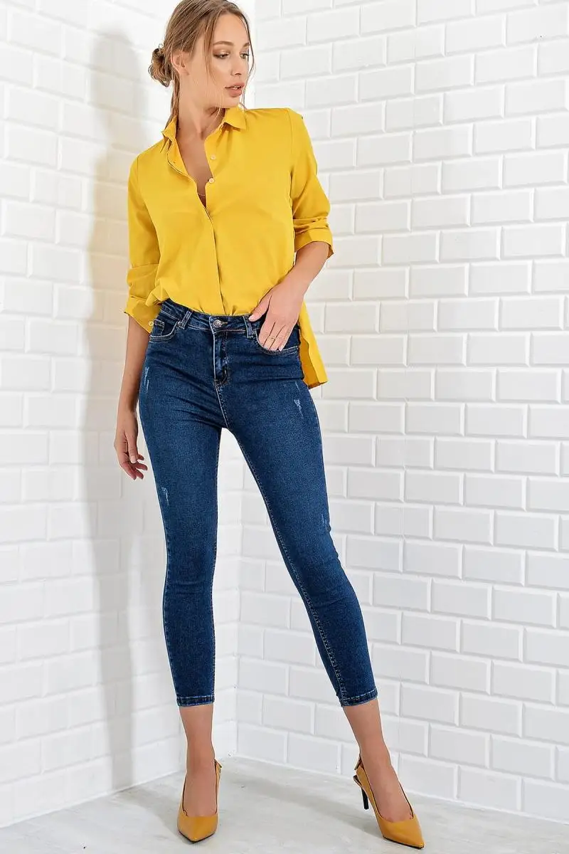 Trend: alacati Style Women Blue High Waist Skinny Jean ALC-5384 |