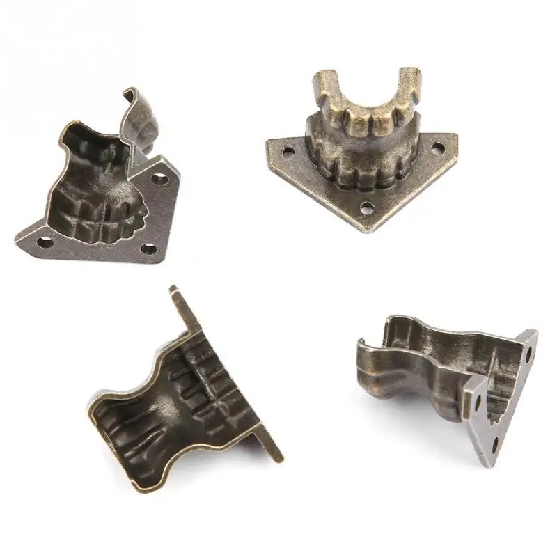 4 шт. антикварные Угловые протекторы для ножек сундук ювелирных изделий