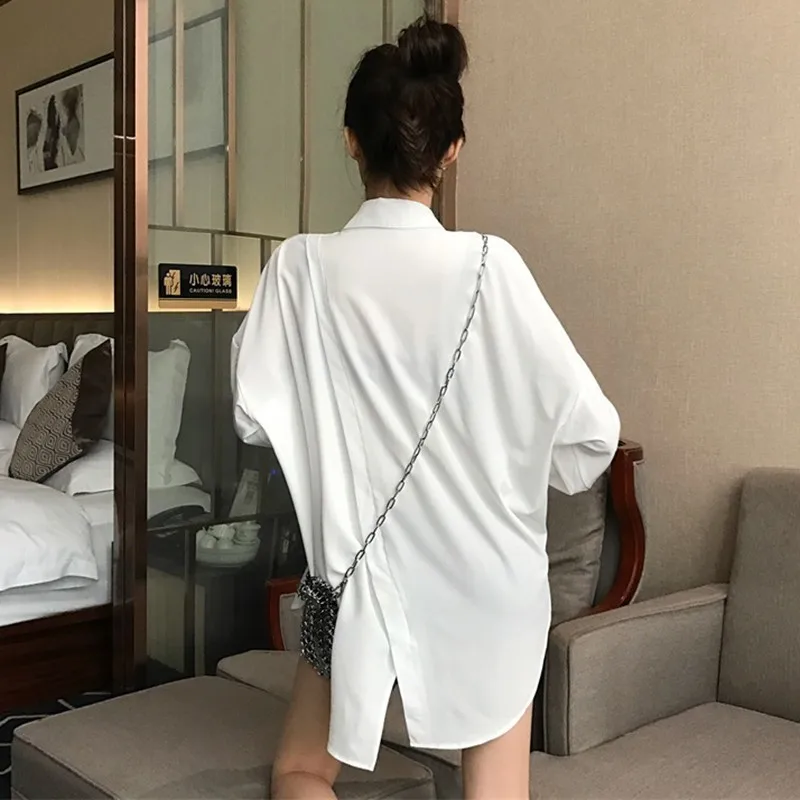 VGH 2019 Весна повседневное Однотонная рубашка для женщин нагрудные с длинным