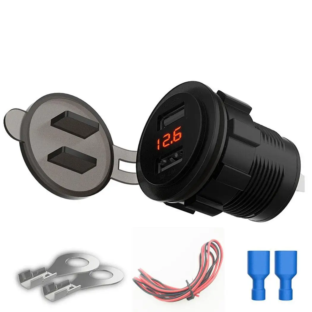 4.8A USB двойное автомобильное зарядное устройство со светодиодным дисплеем общий