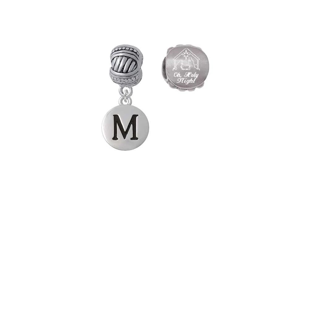 Silvertone заглавная буква M Pebble Disc Come Let us Adore Him Charm Beads (набор из 2)| |