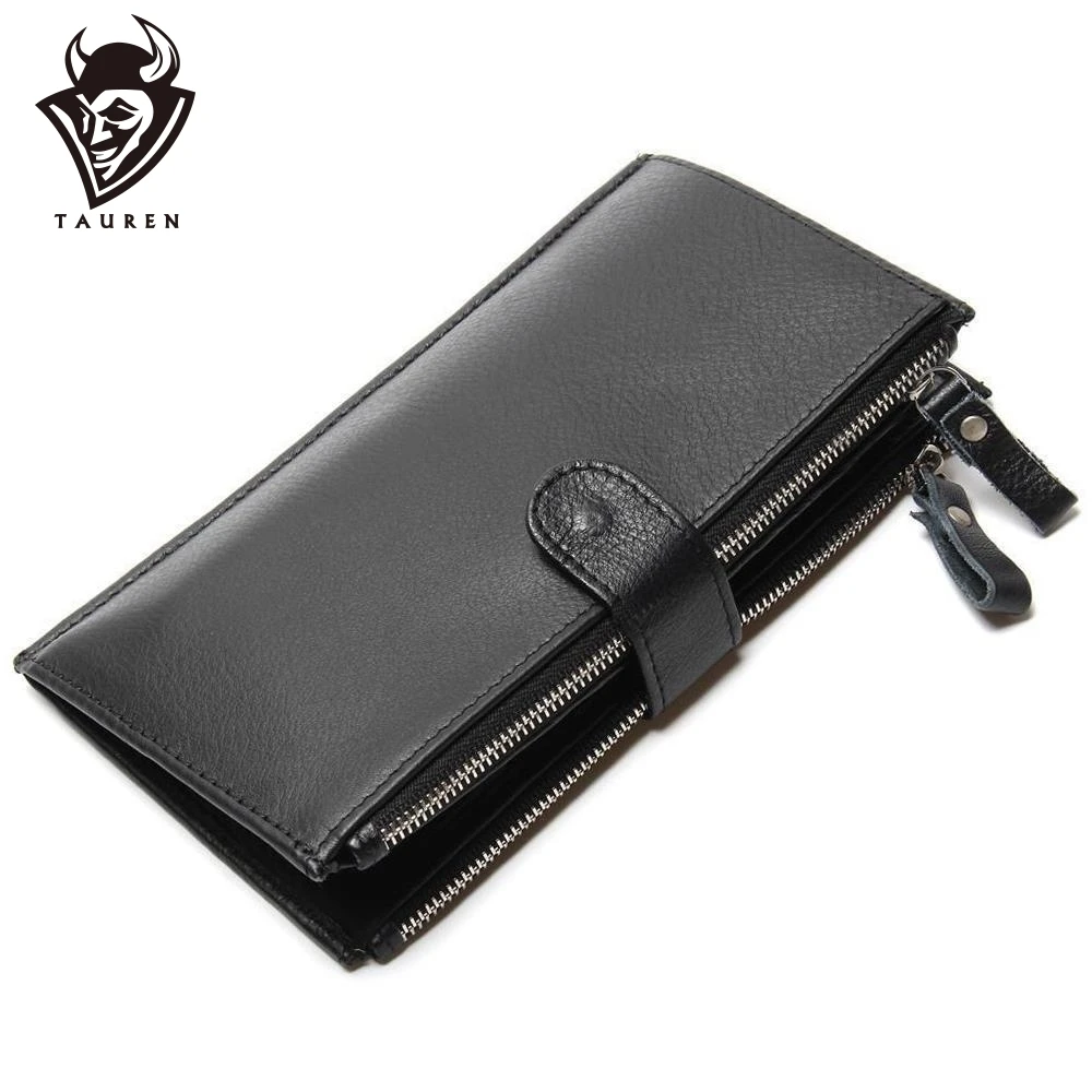 

Man Wallet 100% Genuine Leather Black Color Large Capacity Men's Vintage Retro Wallets