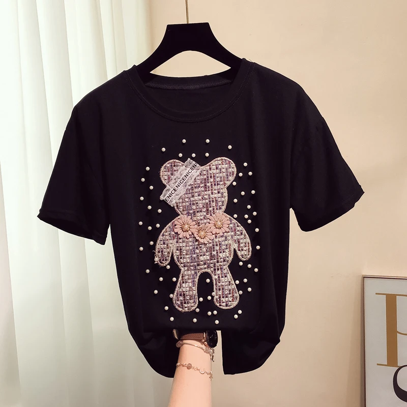 Женская трикотажная футболка Kawaii Camisas Mujer с коротким рукавом и круглым вырезом