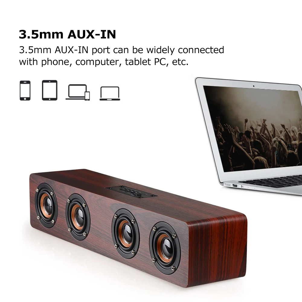 W8 красный деревянный зернистый Bluetooth 4 2 четыре искусственных басов сабвуфер