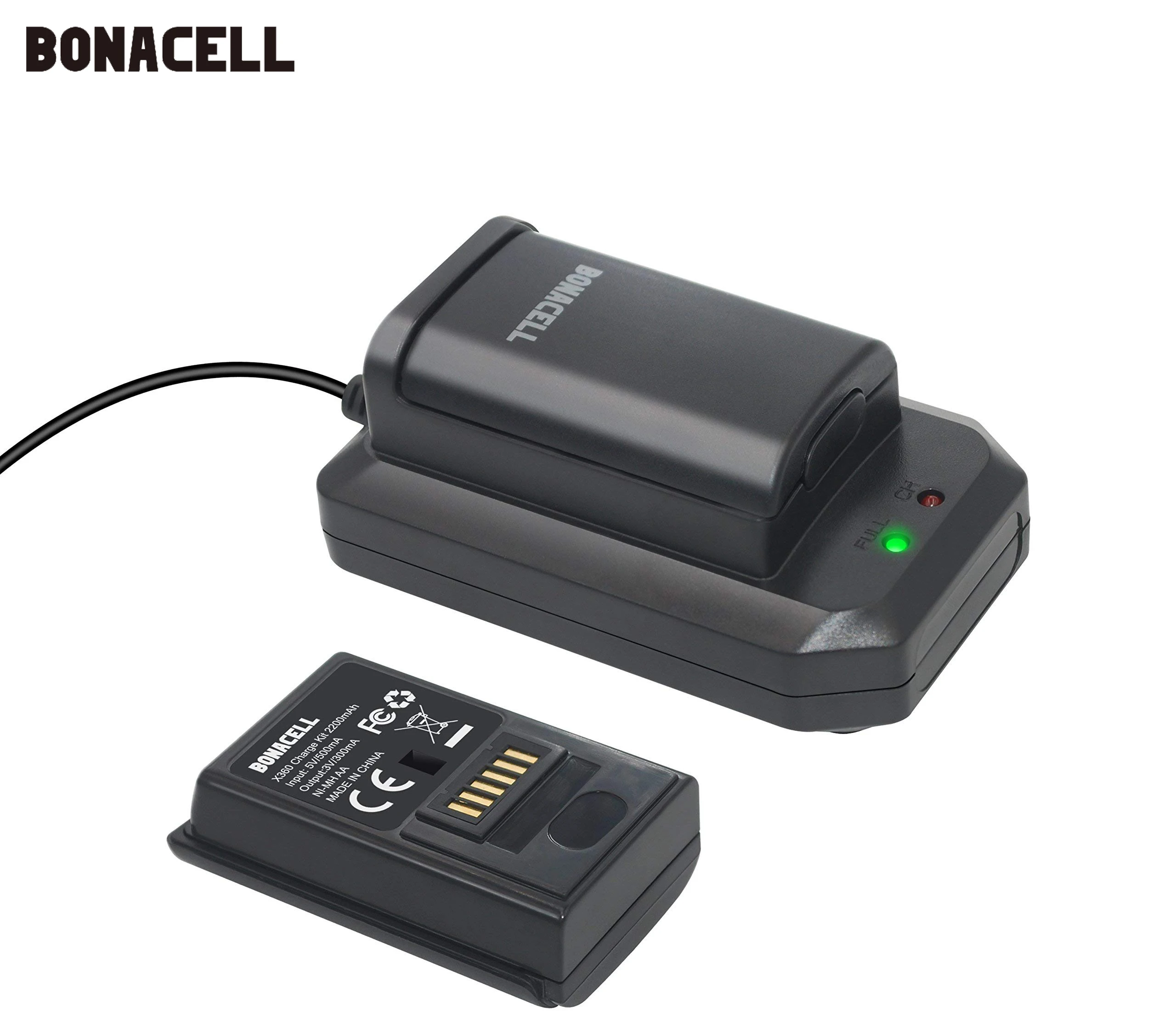 Аккумулятор Bonacell 2x2200 мАч + зарядный кабель для Xbox 360 беспроводные игровые