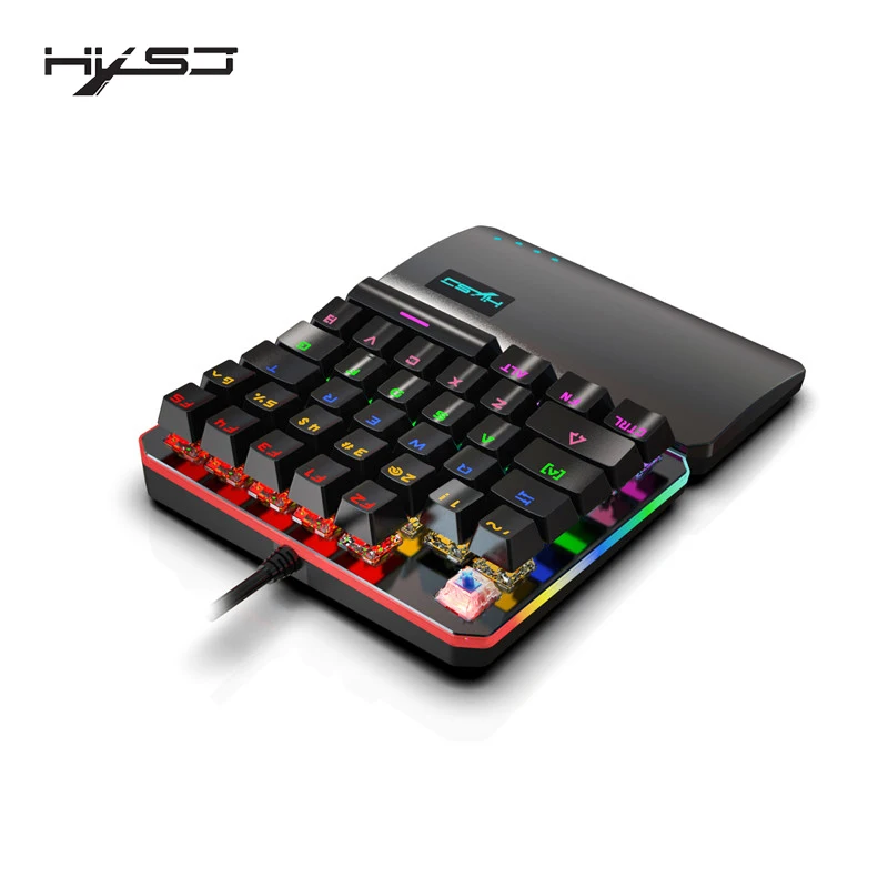 hand keyboard 35 key rgb multiple backlight mode hxsj one handed gaming keyboard lsuitable for professional game players free global shipping