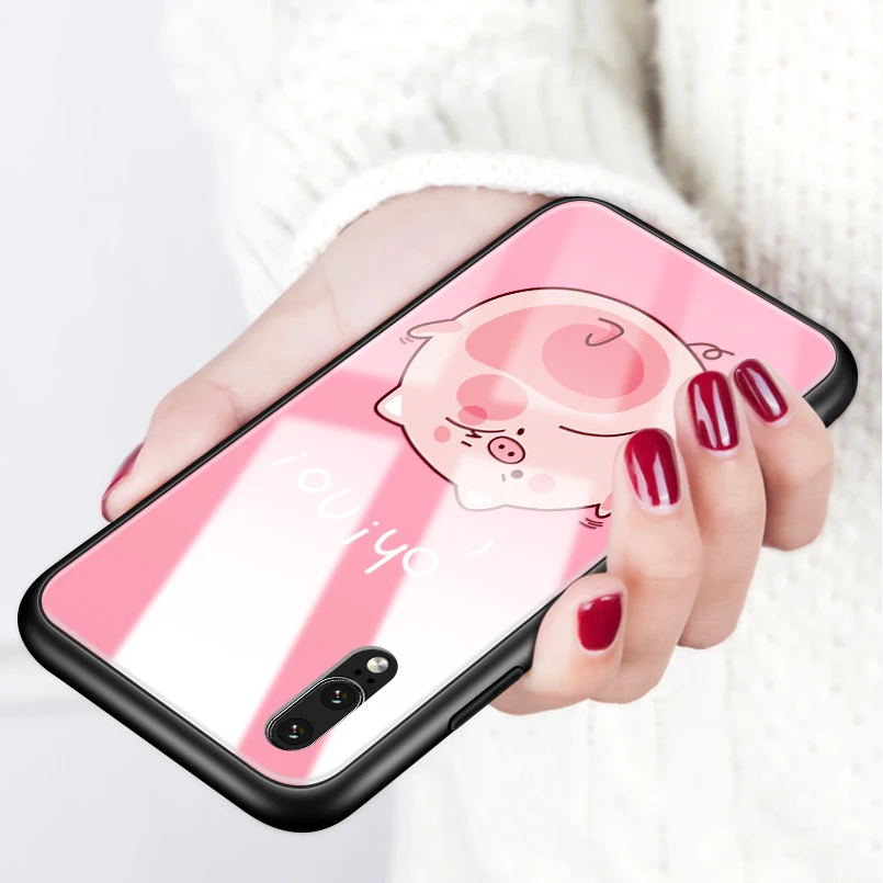 Чехол для телефона из закаленного стекла huawei P20 роскошный задний защитная крышка