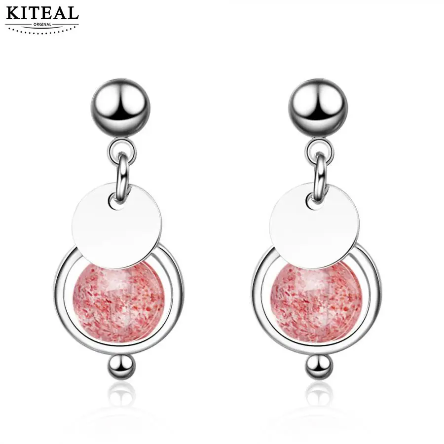 KITEAL 925 милые серебряные посеребренные женские маленькие серьги с клубничным