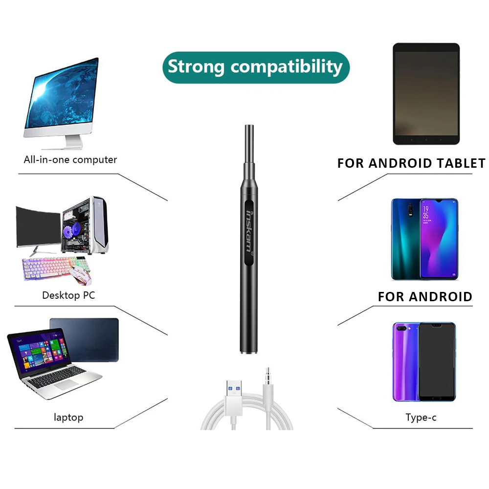 

inskam204 4.2mm Visual Ear Spoon Endoscope Multifunctional Non-hot Visible Ear Cleaning Tool