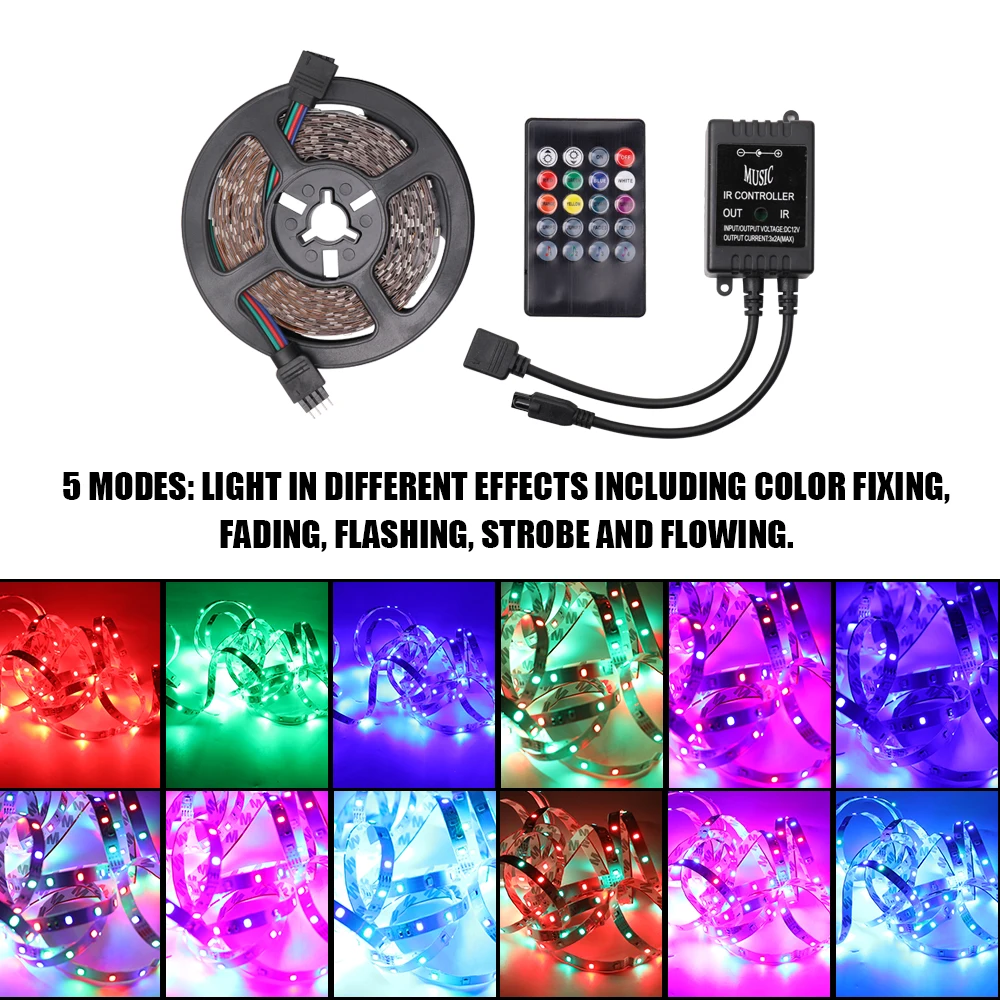 

RGB LED Strip Flexible Light 2 * 5M 60Led/m Music IR Remote Controller DC12V Home Decoration LED Stripe 2019 Car Accessories